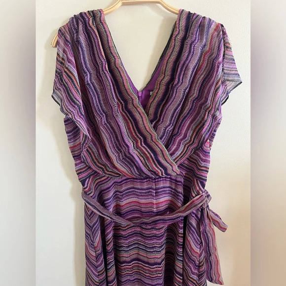 Maison Tara Purple Striped Multi Midi Dress Sz 12 Classic Spring Easter Dress - Picture 3 of 13